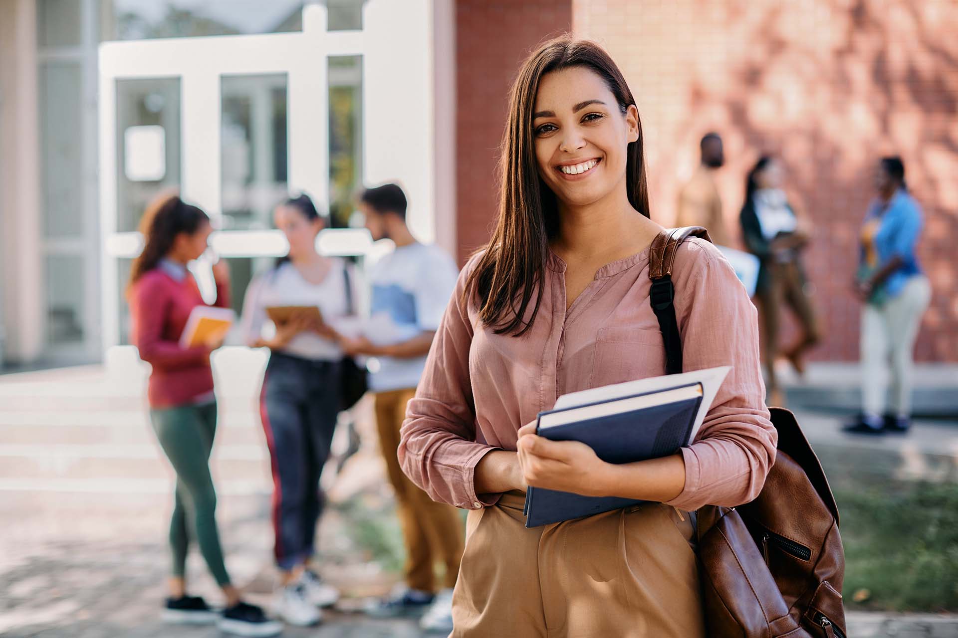 Happy,University,Student,Going,On,A,Class,At,The,University